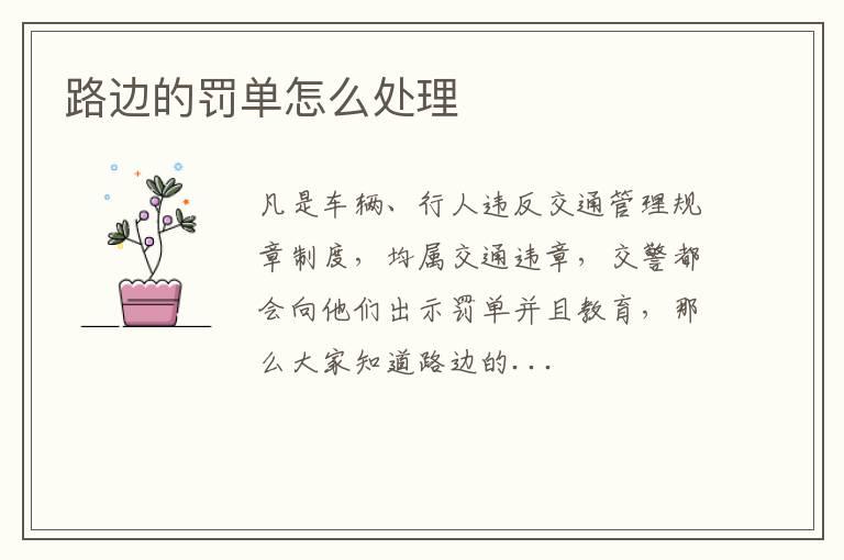 路边的罚单怎么处理