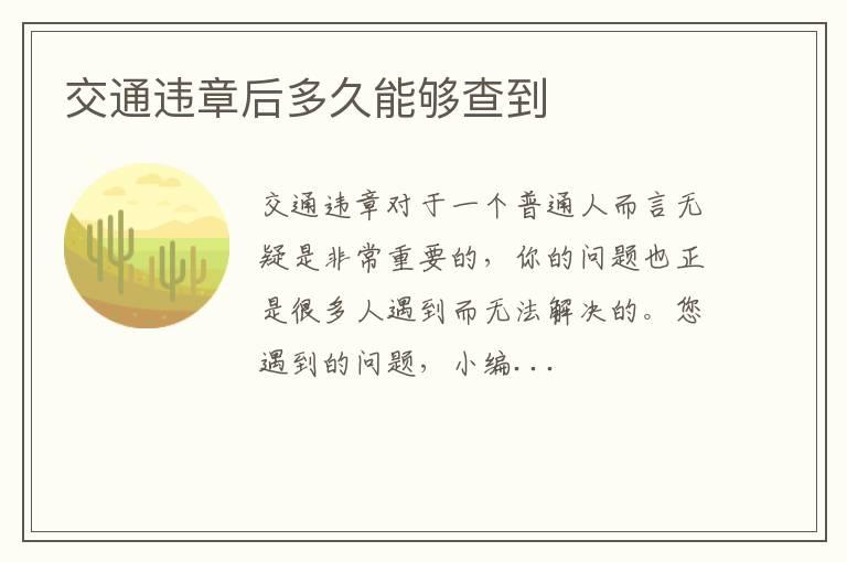 交通违章后多久能够查到