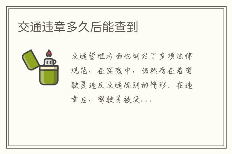 交通违章多久后能查到
