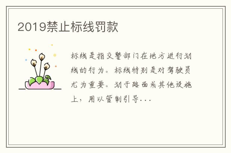 2019禁止标线罚款