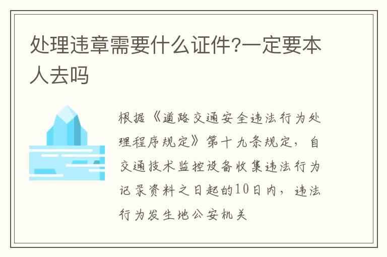 处理违章需要什么证件?一定要本人去吗