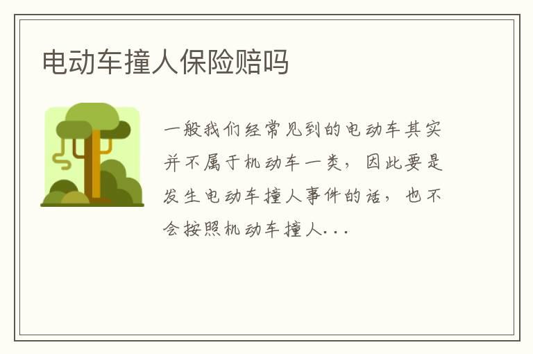电动车撞人保险赔吗