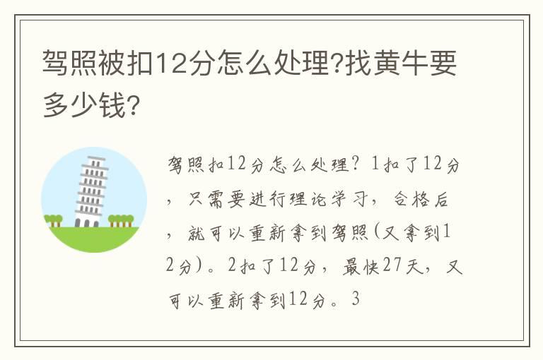 驾照被扣12分怎么处理?找黄牛要多少钱?
