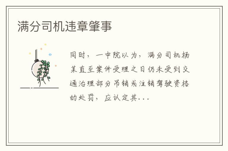 满分司机违章肇事