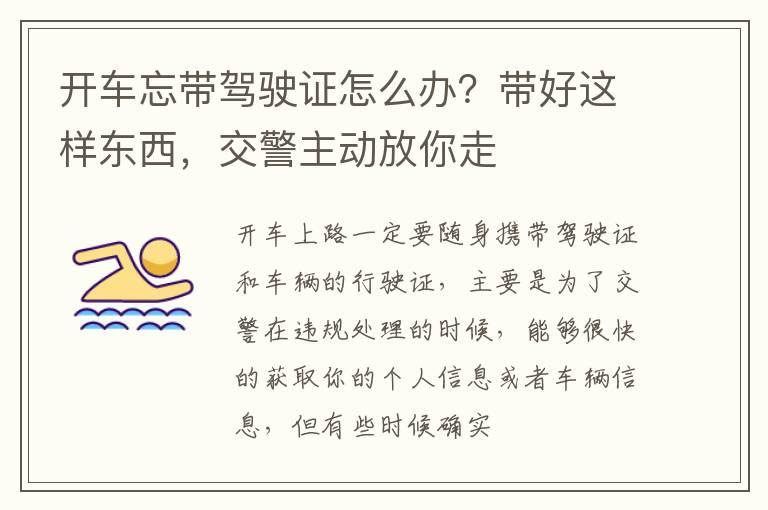 开车忘带驾驶证怎么办？带好这样东西，交警主动放你走