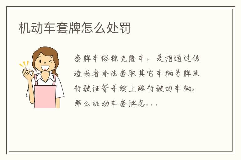 机动车套牌怎么处罚