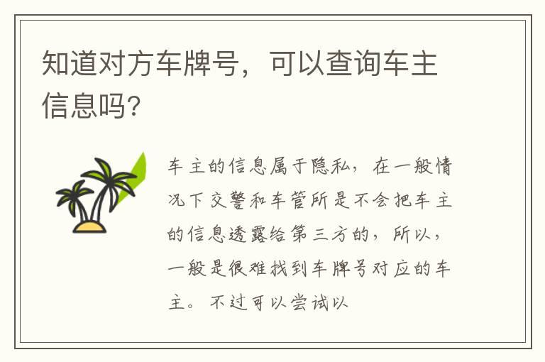 知道对方车牌号，可以查询车主信息吗?