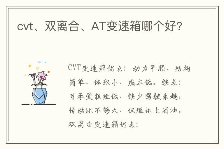 cvt、双离合、AT变速箱哪个好?