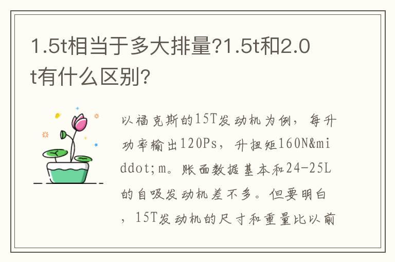 1.5t相当于多大排量?1.5t和2.0t有什么区别?