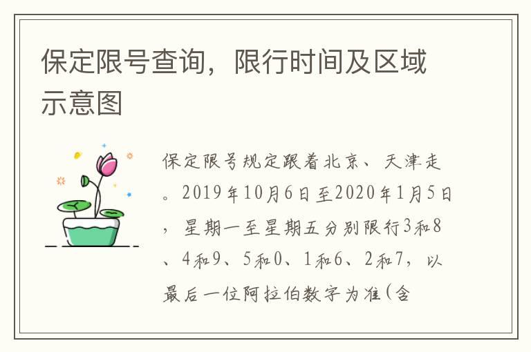 保定限号查询，限行时间及区域示意图