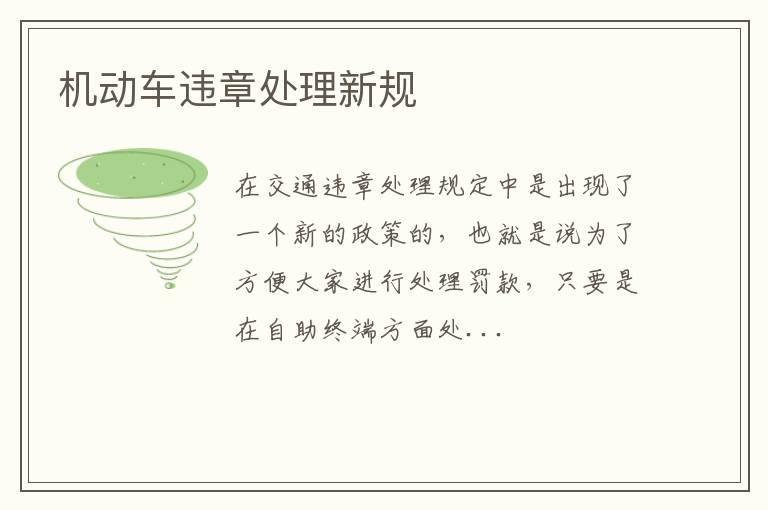 机动车违章处理新规