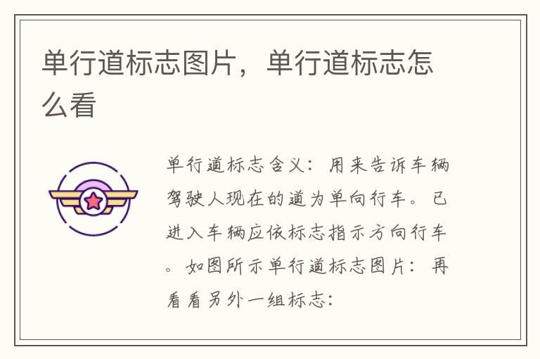 单行道标志图片，单行道标志怎么看