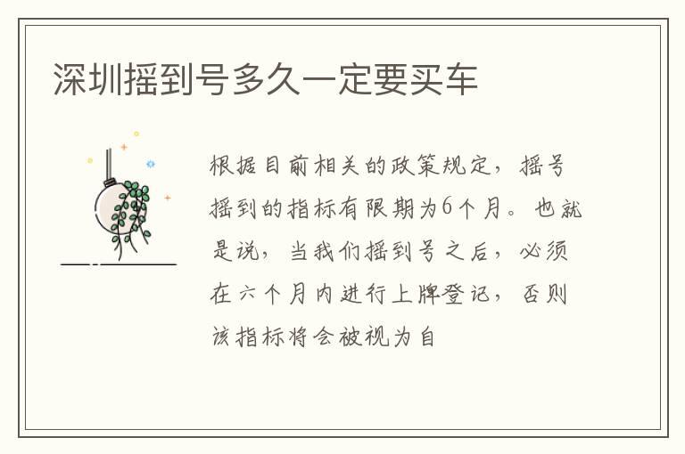 深圳摇到号多久一定要买车
