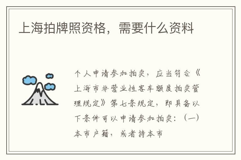 上海拍牌照资格，需要什么资料