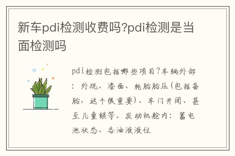 新车pdi检测收费吗?pdi检测是当面检测吗