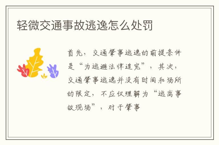 轻微交通事故逃逸怎么处罚