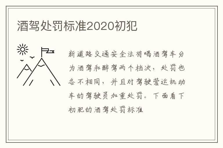 酒驾处罚标准2020初犯