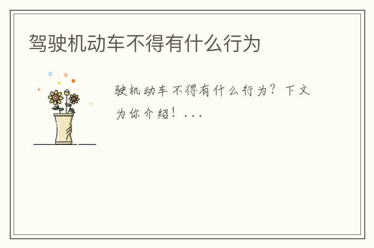 驾驶机动车不得有什么行为