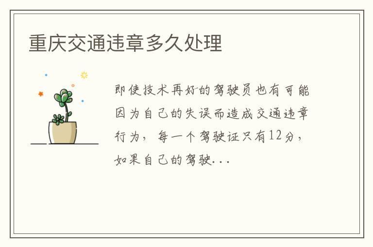 重庆交通违章多久处理