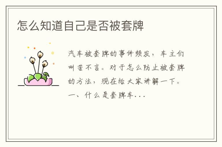 怎么知道自己是否被套牌