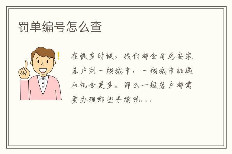 罚单编号怎么查