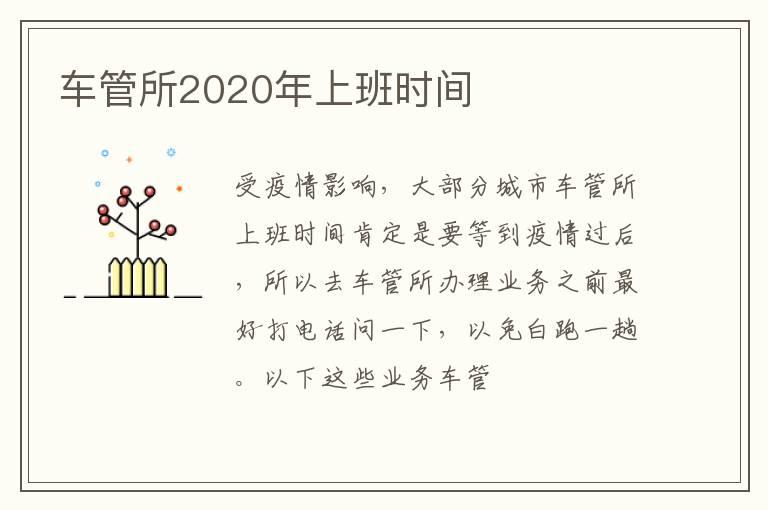 车管所2020年上班时间