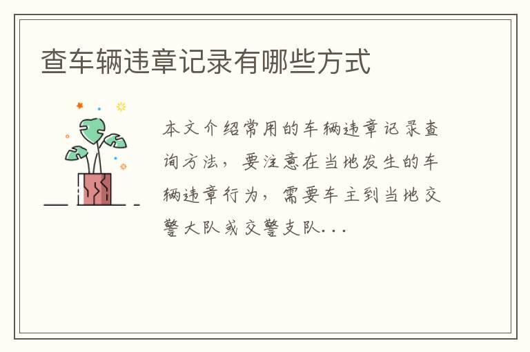 查车辆违章记录有哪些方式