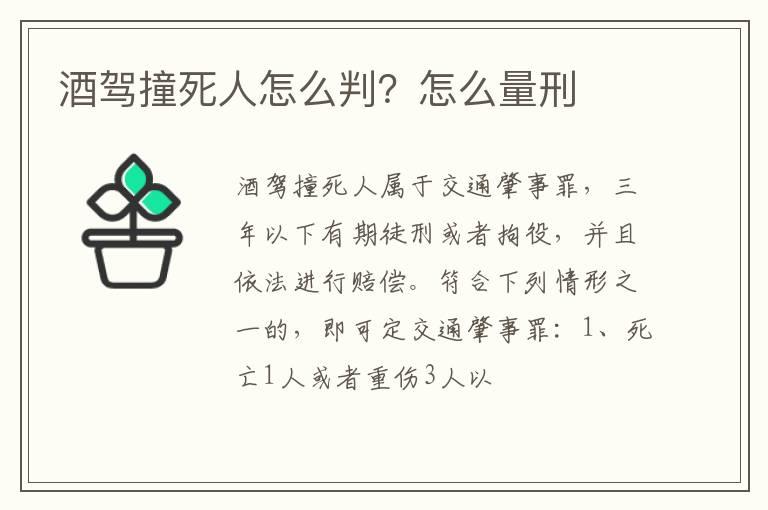 酒驾撞死人怎么判？怎么量刑