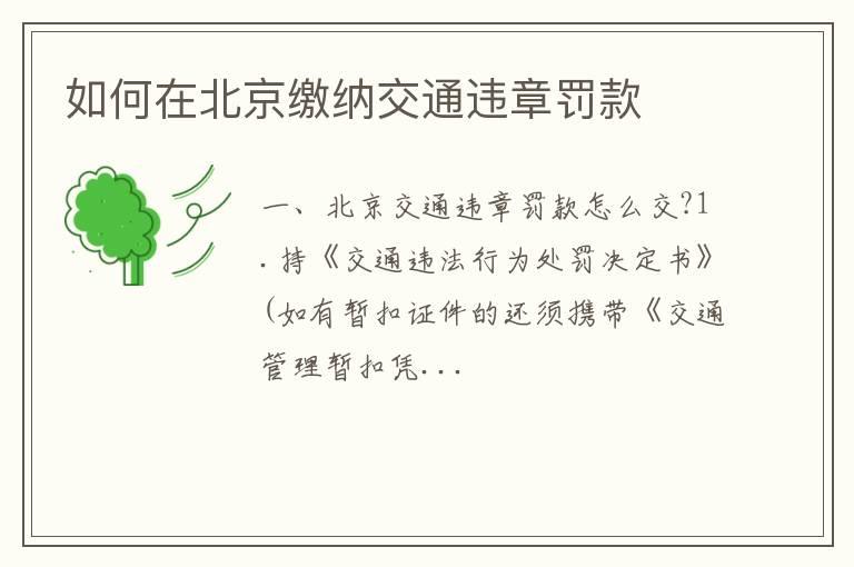 如何在北京缴纳交通违章罚款
