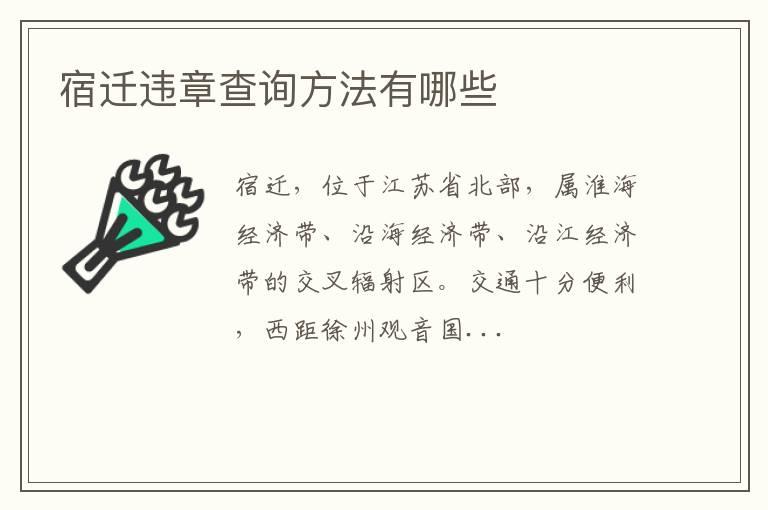 宿迁违章查询方法有哪些