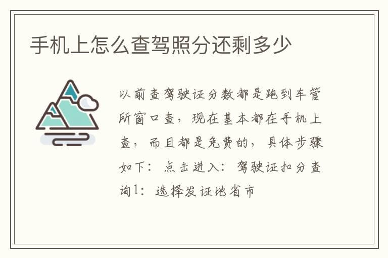 手机上怎么查驾照分还剩多少
