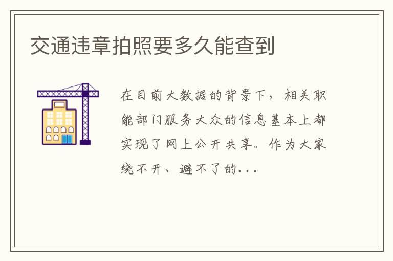 交通违章拍照要多久能查到