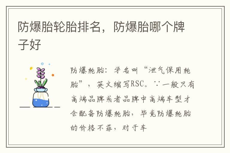 防爆胎轮胎排名，防爆胎哪个牌子好