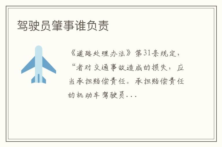 驾驶员肇事谁负责