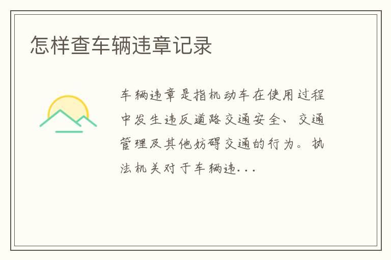 怎样查车辆违章记录
