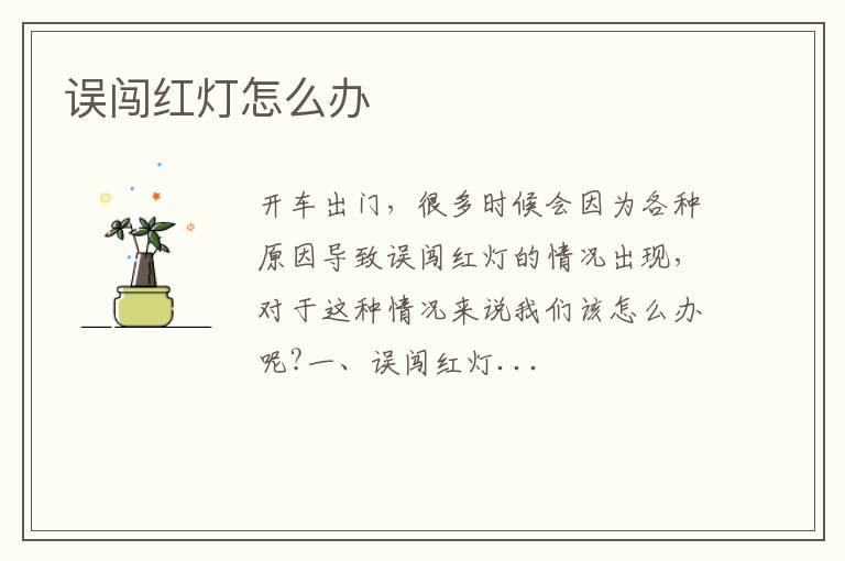 误闯红灯怎么办