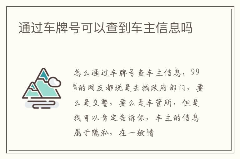 通过车牌号可以查到车主信息吗