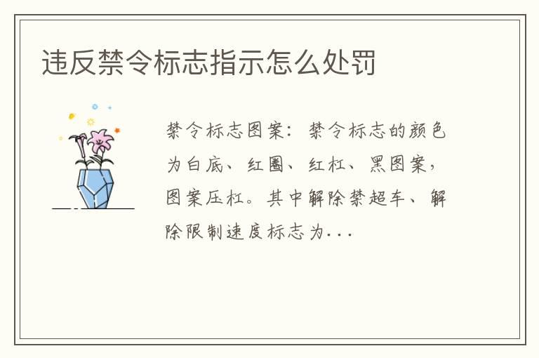 违反禁令标志指示怎么处罚