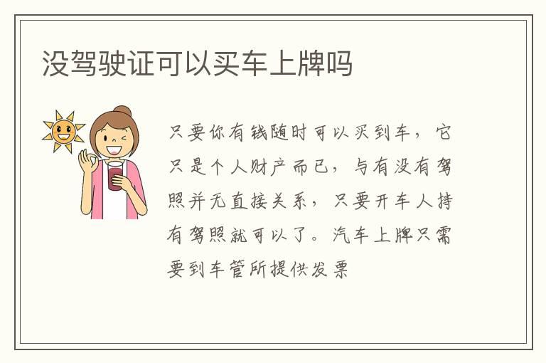 没驾驶证可以买车上牌吗