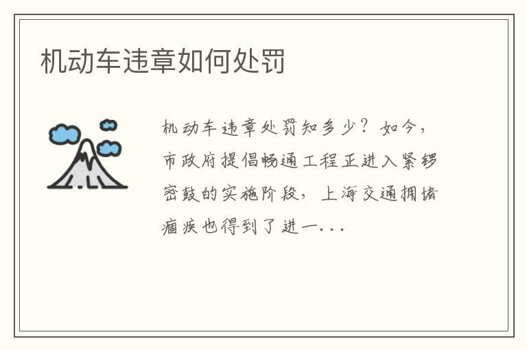 机动车违章如何处罚