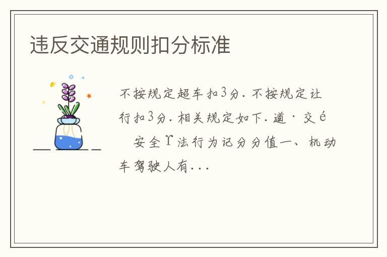 违反交通规则扣分标准
