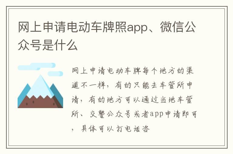 网上申请电动车牌照app、微信公众号是什么