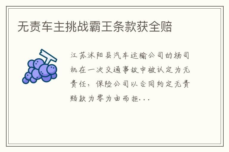 无责车主挑战霸王条款获全赔