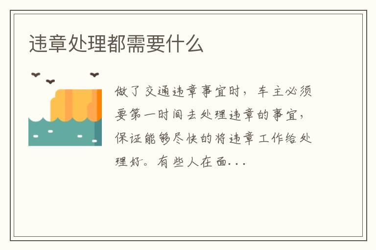 违章处理都需要什么