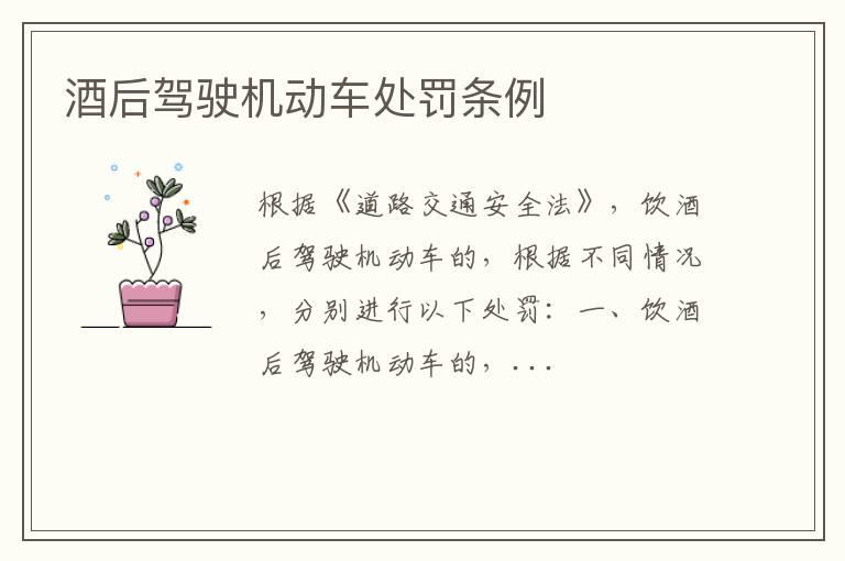 酒后驾驶机动车处罚条例