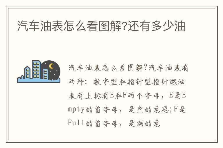 汽车油表怎么看图解?还有多少油