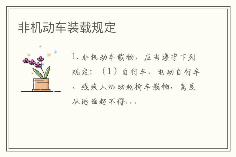 非机动车装载规定