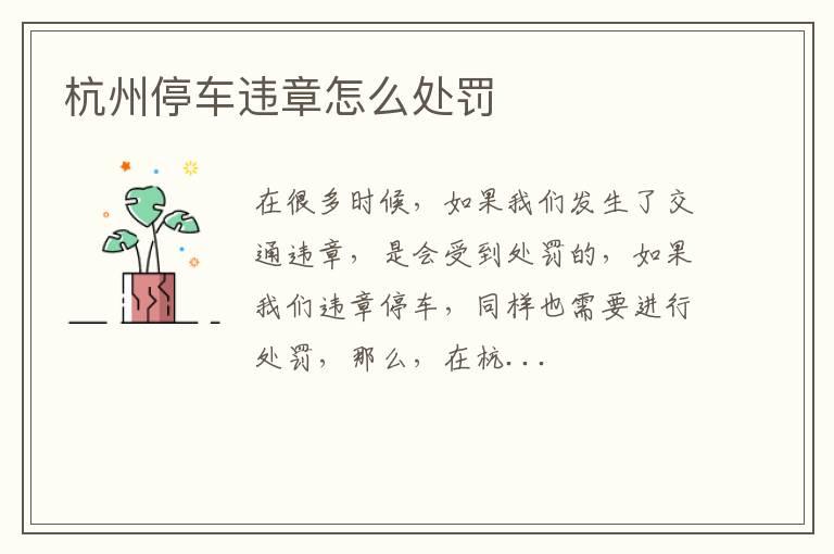 杭州停车违章怎么处罚