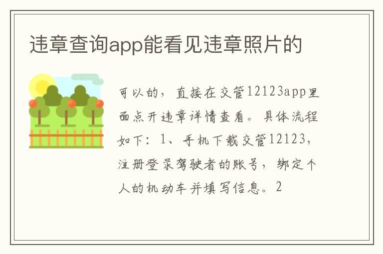 违章查询app能看见违章照片的
