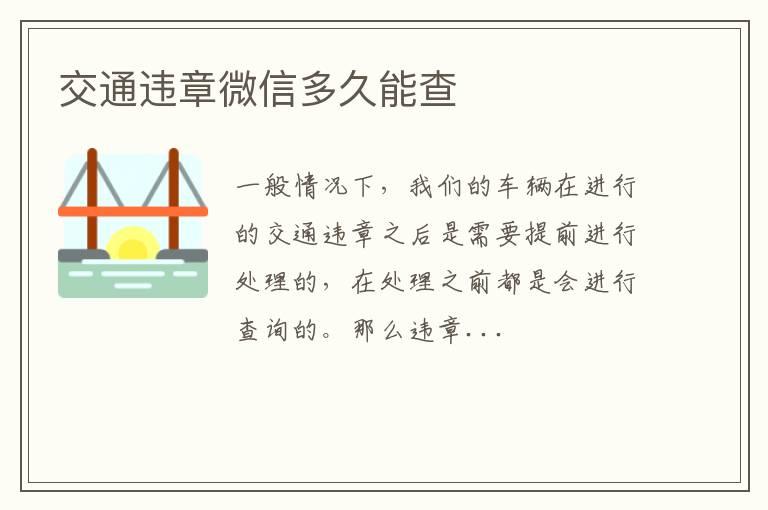 交通违章微信多久能查
